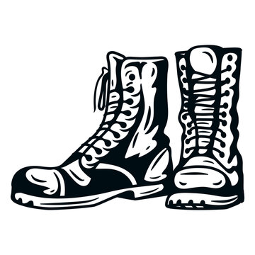 Detailed combat boot illustration