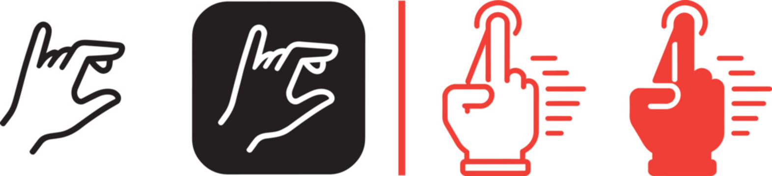 Touch screen hand gesture vector icons set with pinch zoom and tap swipe actions for user interface design