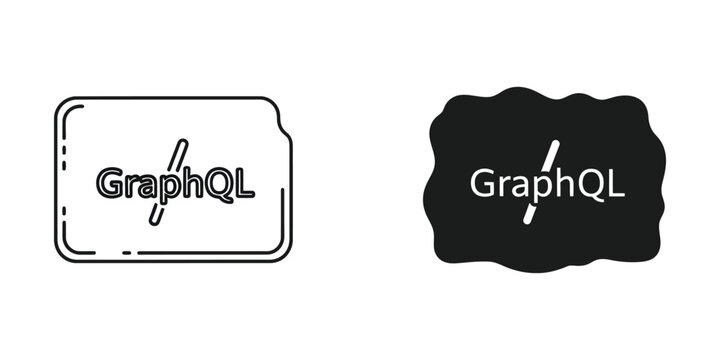 GraphQL programming language logo in outline and solid shapes on white background