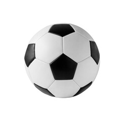 Naklejka premium Classic black and white football ball isolated PNG, traditional soccer sports equipment on transparent background for game and tournament concepts