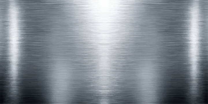 Brushed metal surface with vertical reflections, giving a sense of industrial texture and modern design.