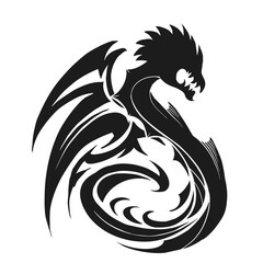 Fototapeta premium Elegant dragon silhouette with swirling elements design