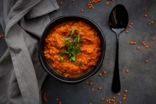 Red lentil soup with coriander