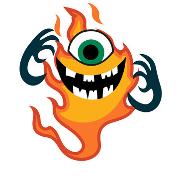 Cheerful one-eyed monster character illustration design