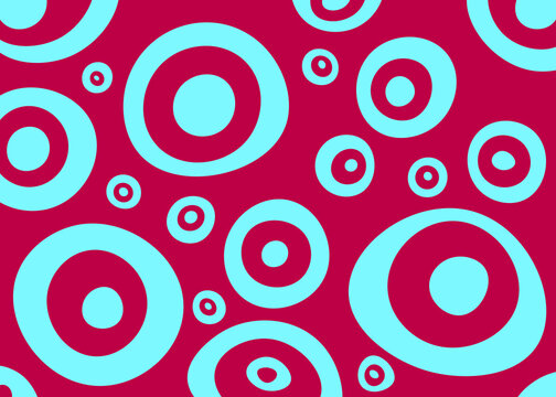 Abstract illustration of blue concentric circles on red background