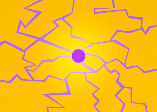 Abstract purple electricity sparking from a central core