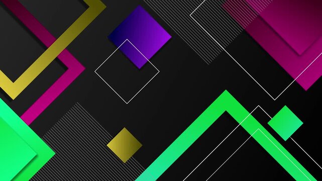 Abstract background with overlapping geometric squares and angled lines animation