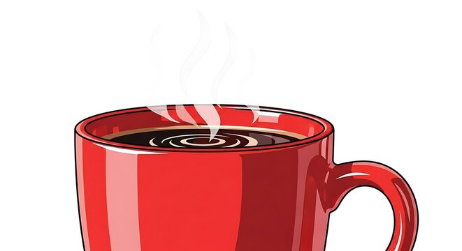 Aromatic Coffee in a Red Mug - A Warm and Inviting Drink.