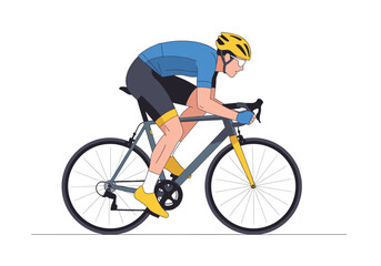 Naklejka premium Athletic cyclist riding a bicycle in motion a dynamic sport illustration showing fitness and outdoor activity