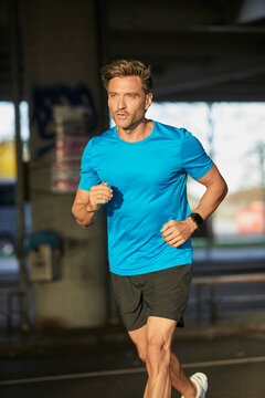 Man running in the city