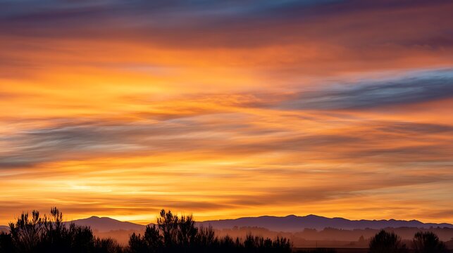 Breathtaking Sunset with Golden Sun Rays Breaking Through Dramatic Clouds Twilight Sky Landscape