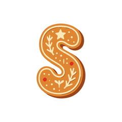 Fototapeta premium Whimsical gingerbread letter s design with decorative elements t-shirt design
