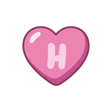 Cute pink heart design with letter h