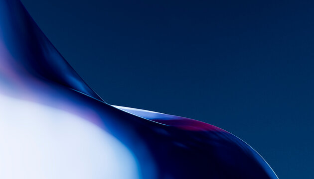 Abstract flowing blue fabric design with smooth curve and copy space