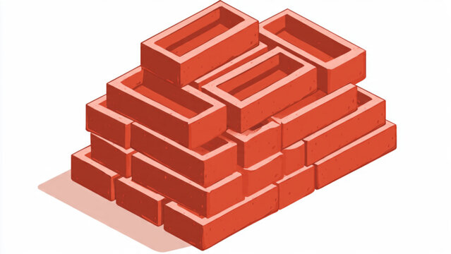 Stacked Red Bricks Construction Material for Building.