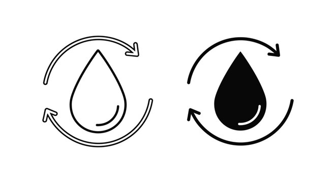 Water droplet recycling arrows icon