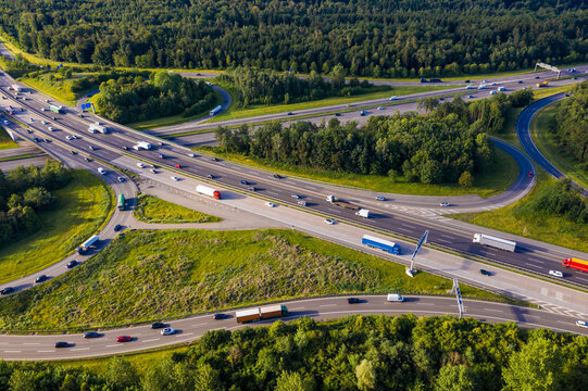 Germany, Baden-Wurttemberg, Stuttgart, Aerial view of traffic on Autobahn A8