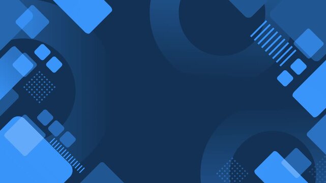 Abstract geometric background with vibrant overlapping circles and rounded squares animation