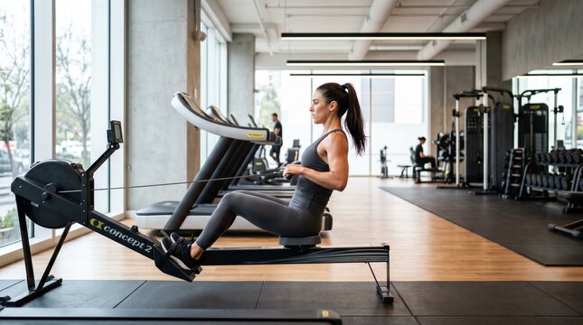 Mulher treinando em academia muscula&ccedil;&atilde;o cardio