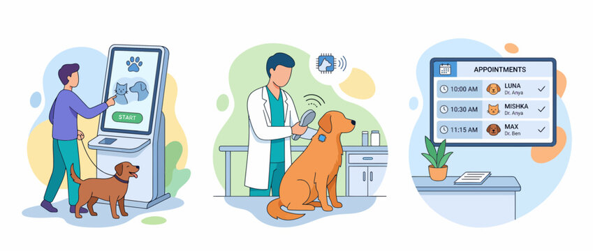 Digital Veterinary Technology with Pet Kiosk and Microchip Scanning
