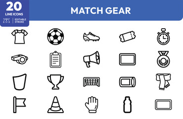 Fototapeta premium Sports Equipment Line Icons Collection for Events.