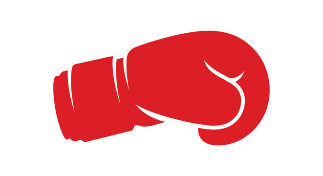 Red Boxing Glove Silhouette On White Background