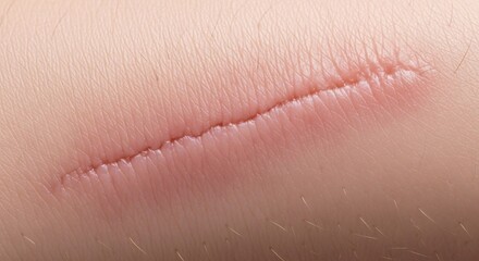 Fototapeta premium Healed scar on human skin in close-up view