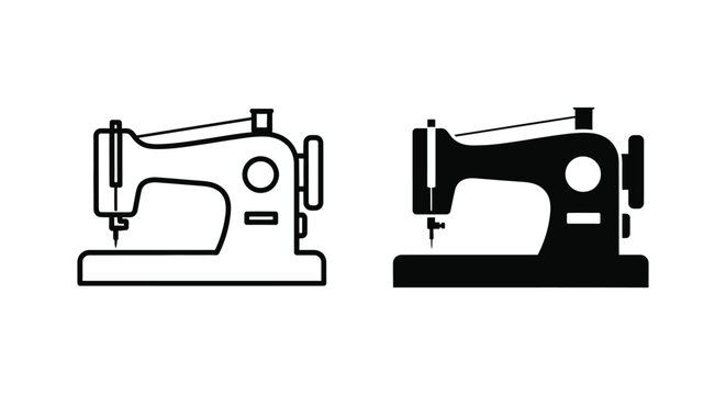 Black and white sewing machine icons