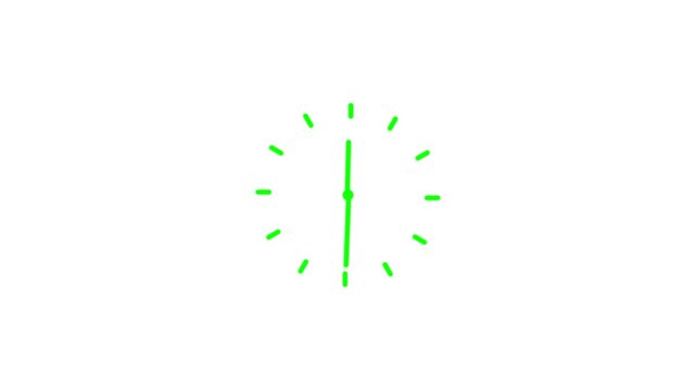 Minimal Green Clock Icon Showing Twelve  Clock Time Isolated on White Background Vector Symbol
