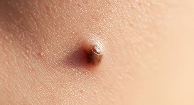 Close-up view of a skin lesion on human body surface