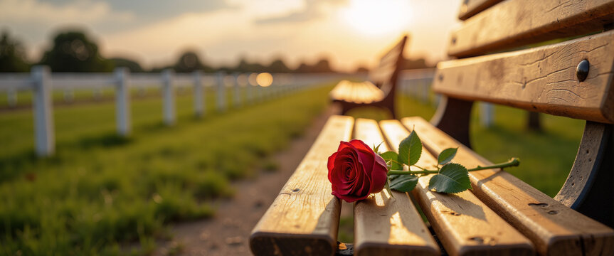 Empty bench & rose for Royal Ascot blog post