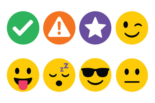 Set of colorful social media emoji icons and emoticons with emoticon expressions communication sunglasses reaction collection interface colorful character interaction