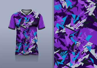 Naklejka premium T-shirt mockup abstract rustic grunge jersey design for football, soccer, racing, esports, running, in purple blue color