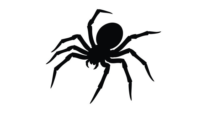 Black spider silhouette on a white background isolated arthropod shape