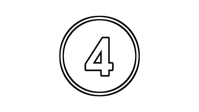 Number 4 animation motion graphics sign symbol in circle on white background video element