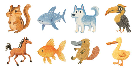 Naklejka premium Colorful illustrated animal characters