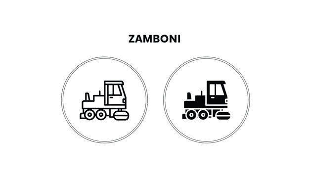 Zamboni ice resurfacer machine icons in circle