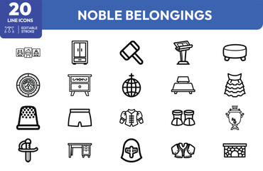 Fototapeta premium Elegant Noble Belongings Line Concept Icon Collection.