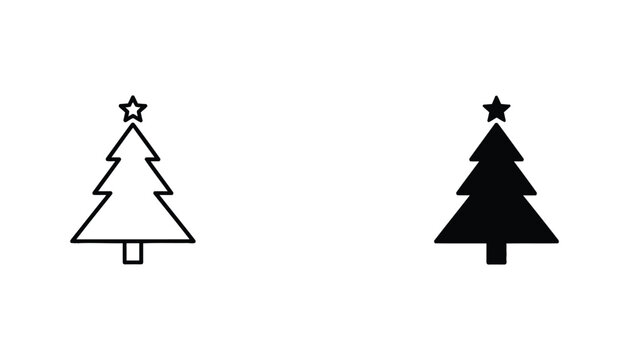 Minimalist christmas tree icon with star topper