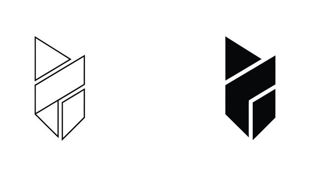Modern geometric 3d play pause icon set