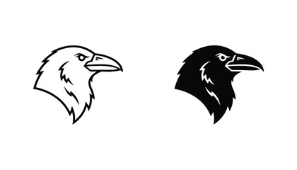 Obraz premium Black and white raven and eagle stylized heads