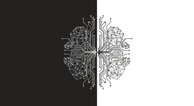 Black and white illustration of brain.