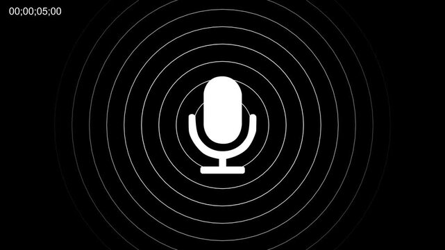 Abstract a glowing microphone Voice recording animation. Radio wave and voice recording podcast mic icon animation. 