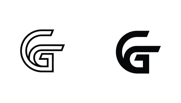 Modern stylized double g letters logo design