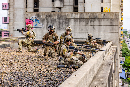 Sniper Team Conducting Rooftop Overwatch