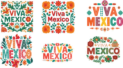 Fototapeta premium Colorful viva mexico festive text design