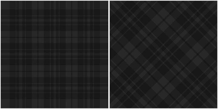 Black and gray checkered pattern, plaid texture, vector illustration
