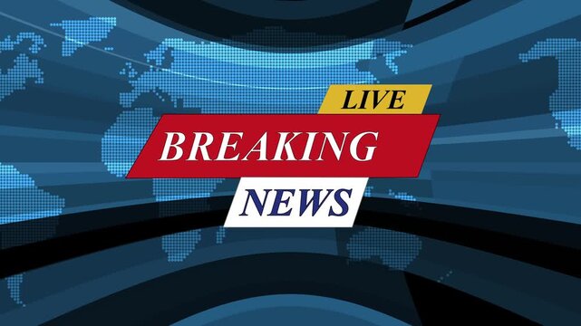 Live breaking news banner over world map background animation