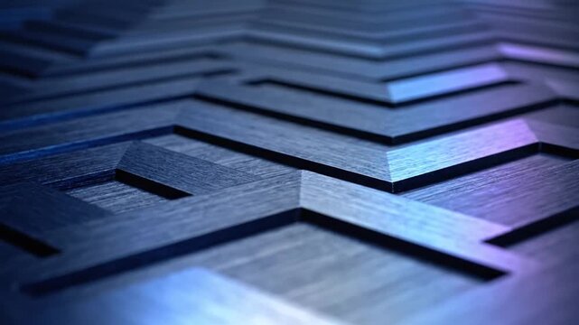 Abstract dark blue geometric chevron pattern with textured surface and modern light