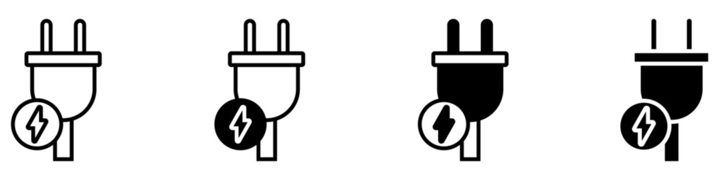 Electricity icon vector set. Electric power illustration sign. Energy supply symbol collection. Electrical service logo or mark.